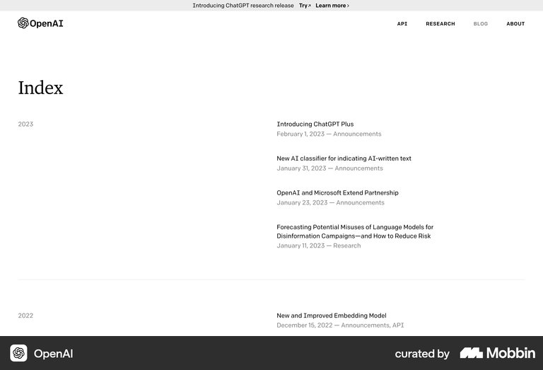 OpenAI Research / Index index